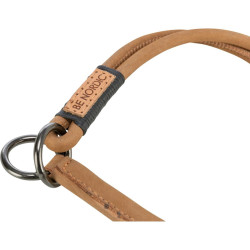 BE NORDIC kulatý polostahovací kožený obojek, hnědá