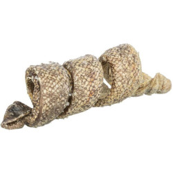 Denta Fun Curl - buvolí kůže s treskou [50 ks], kroucený pamlsek, 12 cm/25 g