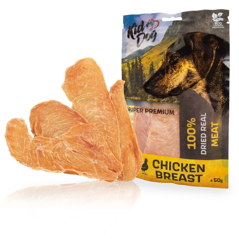 KIDDOG SUPER PREMIUM 100% kuřecí prsa, tenké plátky 50 g