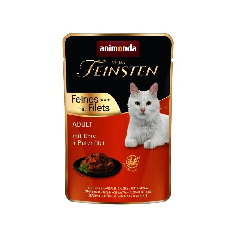 Vom Feinsten Adult FEINES m.Fillets - kachna + krůtí filet, kapsička pro kočky 85 g
