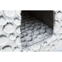 MILA plyšová jeskyně s polštářem, 32 × 42 × 32 cm, bílá/šedá