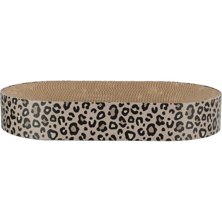 Kartonové škrabací lůžko LEO, s catnipem, 63 x 10 x 35 cm, hnědá/leopardí