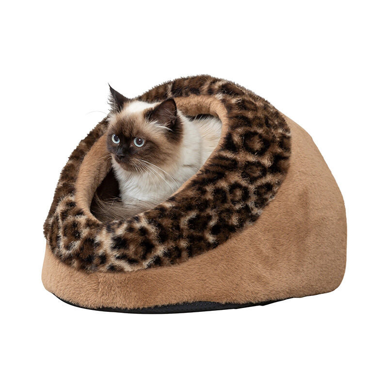 SOFT Edition plyšová kukaň LEO, 35 x 26 x 41 cm, hnědá/leopardí