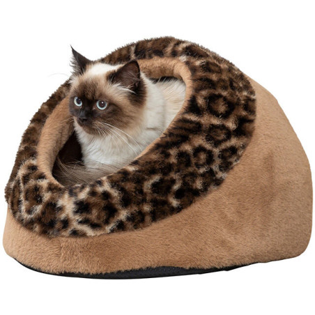 SOFT Edition plyšová kukaň LEO, 35 x 26 x 41 cm, hnědá/leopardí