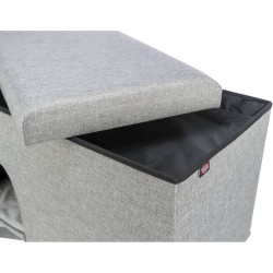 Domek/boudička KIMMY, tkaná látka, odnímatelné víko, 72x40x40cm, šedá