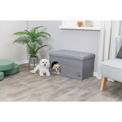 Domek/boudička KIMMY, tkaná látka, odnímatelné víko, 72x40x40cm, šedá