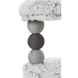 Škrábadlo HARVEY, kukaň, 2 sloupky, odpočívadlo 73cm, dlouhovlasý plyš, šedá