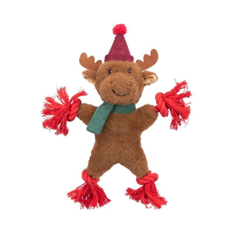 Xmas REINDEER - vánoční sob 32 cm, píská/šustí, plyš/lano