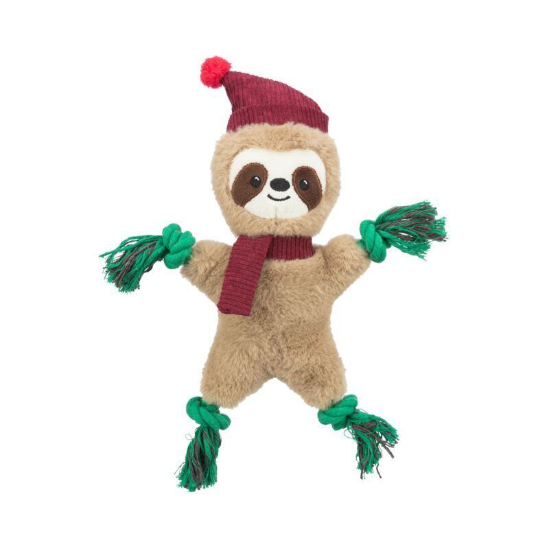 Xmas SLOTH - vánoční lenochod 30 cm, píská/šustí, plyš/lano