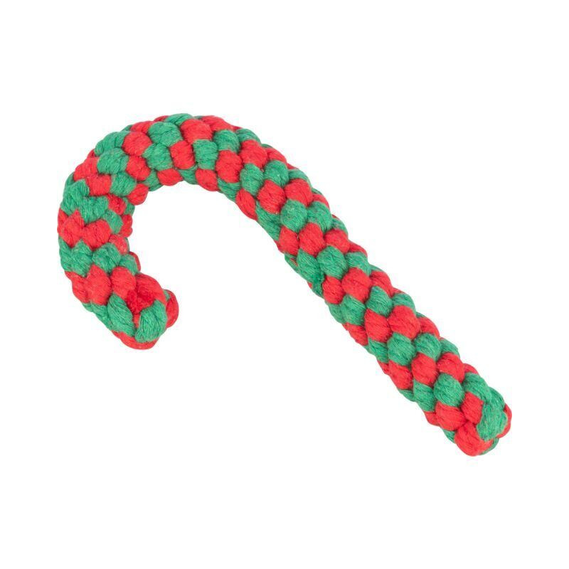 Xmas CANDY CANE - vánoční uzlovaná hůlka , 19 cm, bavlněné lano
