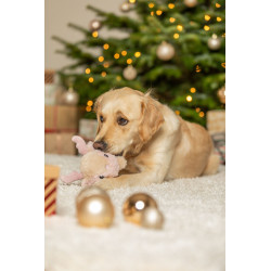 Vánoční sobík-kulička, 18 cm, se zvukem, plyš, krémová