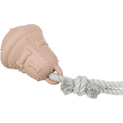 Vánoční zvonek na pamlsky, na laně, o 12/36 cm, tvrdá guma/bavlna, starorůžová