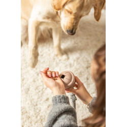 Vánoční zvonek na pamlsky, na laně, o 12/36 cm, tvrdá guma/bavlna, starorůžová