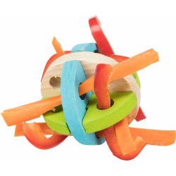 Dřevěný barevný míček na hraní a pamlsky 8 cm