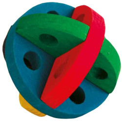 Dřevěný barevný míček na hraní a pamlsky 8 cm