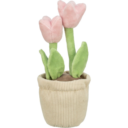 Tulipány v květináči, plyšová hračka pro psy, 27 cm - LIMITOVANÁ NABÍDKA