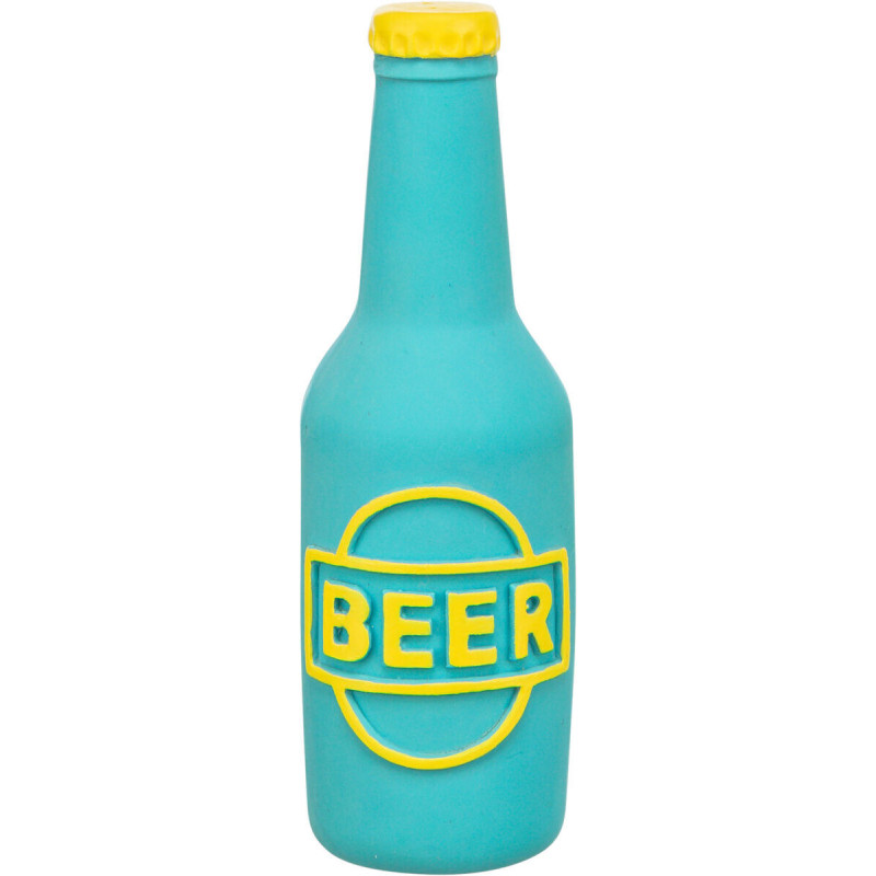 Beer bottle - pivní lahev, latexová hračka se zvukem 12,5 cm, modrá