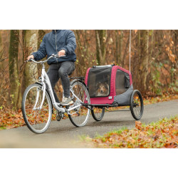 Vozík za kolo, L: 75 × 86 × 80/145 cm, do 30 kg, šedá/červená