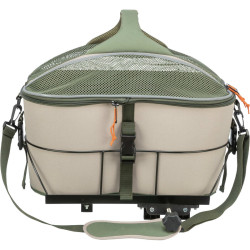 Transportní koš na nosič, polyester, 33 x 40 x 34 cm, olivově zelená/béžová