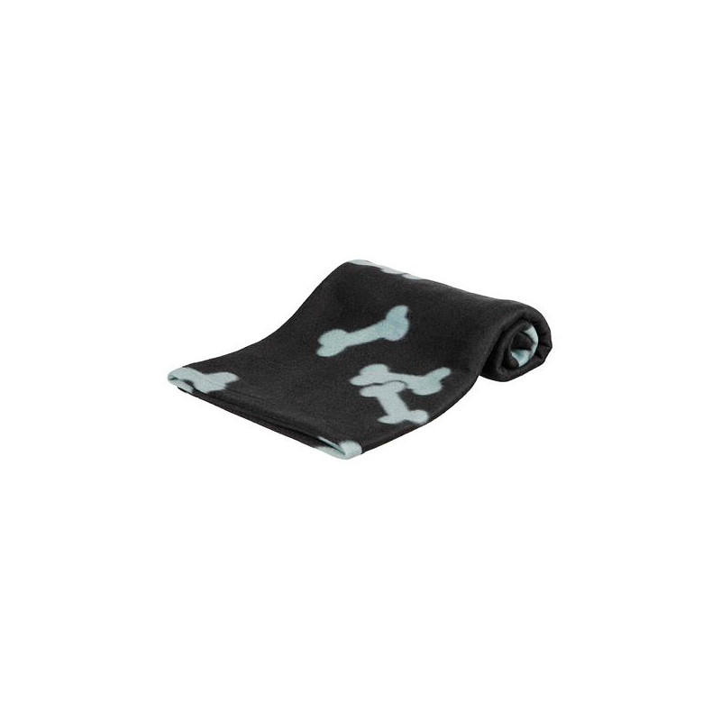 Flísová deka BEANY 100x70cm - černá s béžovými tlapkami