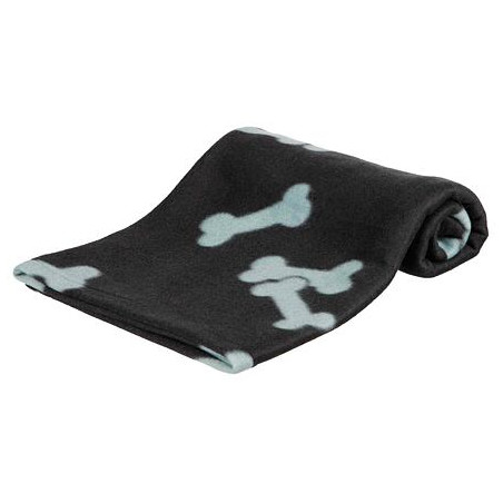 Flísová deka BEANY 100x70cm - černá s béžovými tlapkami