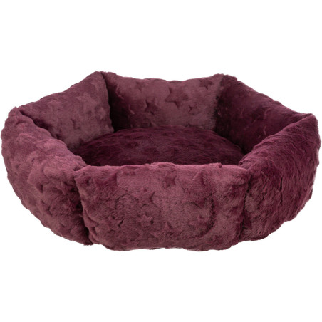 Xmas Bed Stars, vánoční kulatý pelech s okrajem, bordó
