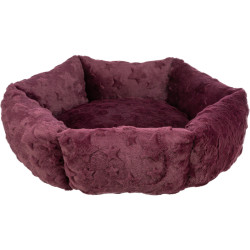 Xmas Bed Stars, vánoční kulatý pelech s okrajem, bordó