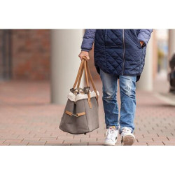 Transportní taška RACHEL, 25 x 30 x 40 cm, max 7 kg, šedá/světlehnědá