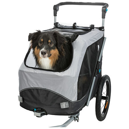 Vozík za kolo s funkcí rychlého skládání M 63 x 95 x 90/132 cm, nosnost max. 22 kg, šedý