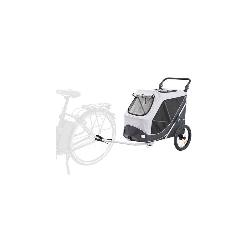 Vozík za kolo s funkcí rychlého skládání L 74 x 95 x 103/143 cm, nosnost max. 30 kg, šedý