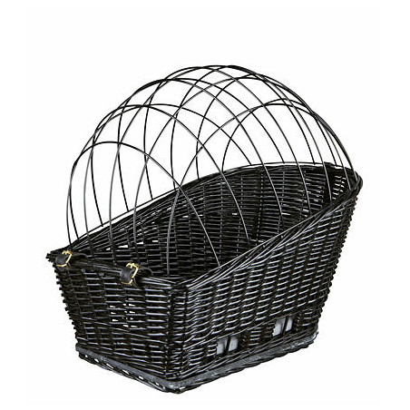 Přepravní proutěný koš na zadní nosič kola-černý 35x49x55 cm