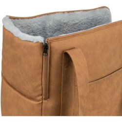 Transportní taška EVELYN, 40 x30 x 20 cm, do 5 kg, umělá kůže, plyš, hnědá/šedá