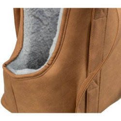 Transportní taška EVELYN, 40 x30 x 20 cm, do 5 kg, umělá kůže, plyš, hnědá/šedá