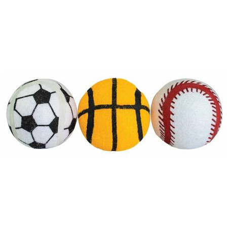 Balení-tenisový míč sportovní pískací 6,5 cm HIPHOP DOG (3 ks v bal.)