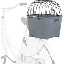 Plastový košík na zadní nosič, s mřížkovou střechou, 36x47x46cm, šedý