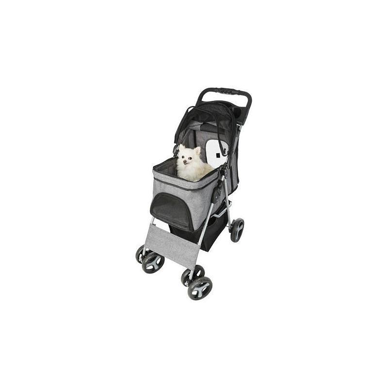 Kočárek pro psy BUGGY, rychlosklápěcí, 47 x 100 x 80cm, nosnost do 15 kg, šedá