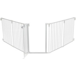 Zábrana pro psy s dvířky, 5 dílů, 62.5-300 x 76.5 cm, lakovaný kov