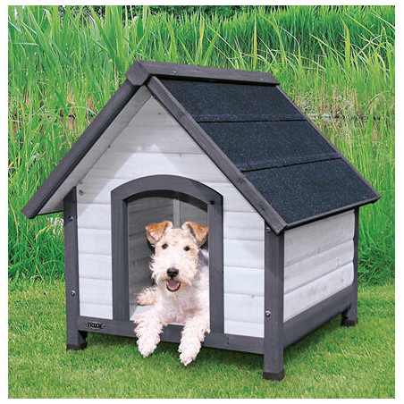 Natura bouda pro psa se sedlovou střechou, S-M: 71 x 77 x 76 cm, šedá